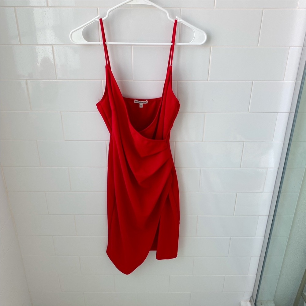 Red wrap split mini dress bodycon NWOT